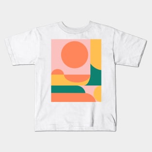 Shape and Color Study in Orange, Pink, Green, and Yellow Kids T-Shirt